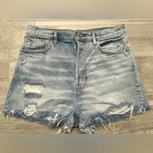 Pacsun Light Blue Ripped Vintage ultra High Waisted button fly short Denim Sz 28